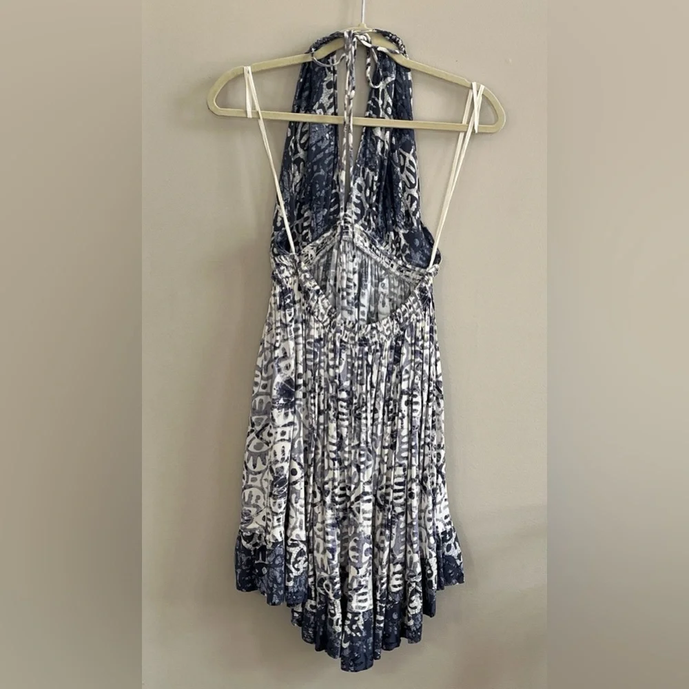 Free People Beach Day halter navy and white mini dress size large - Picture 8 of 16